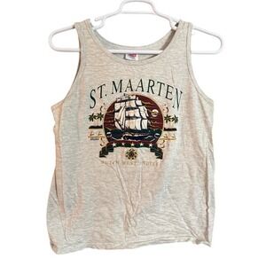 Vintage Magic Tees St Maarten Dutch West Indies Tank Top Graphic Print Size M
